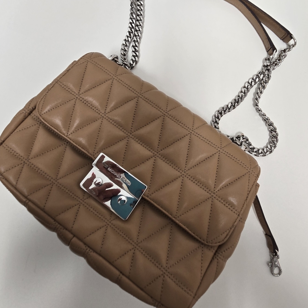 Michael Kors Sloan Large Quilted Shoulder Bag – Tan